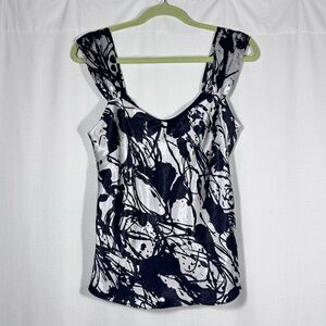 Y2K Black and White Sleevelsss Satin Blouse